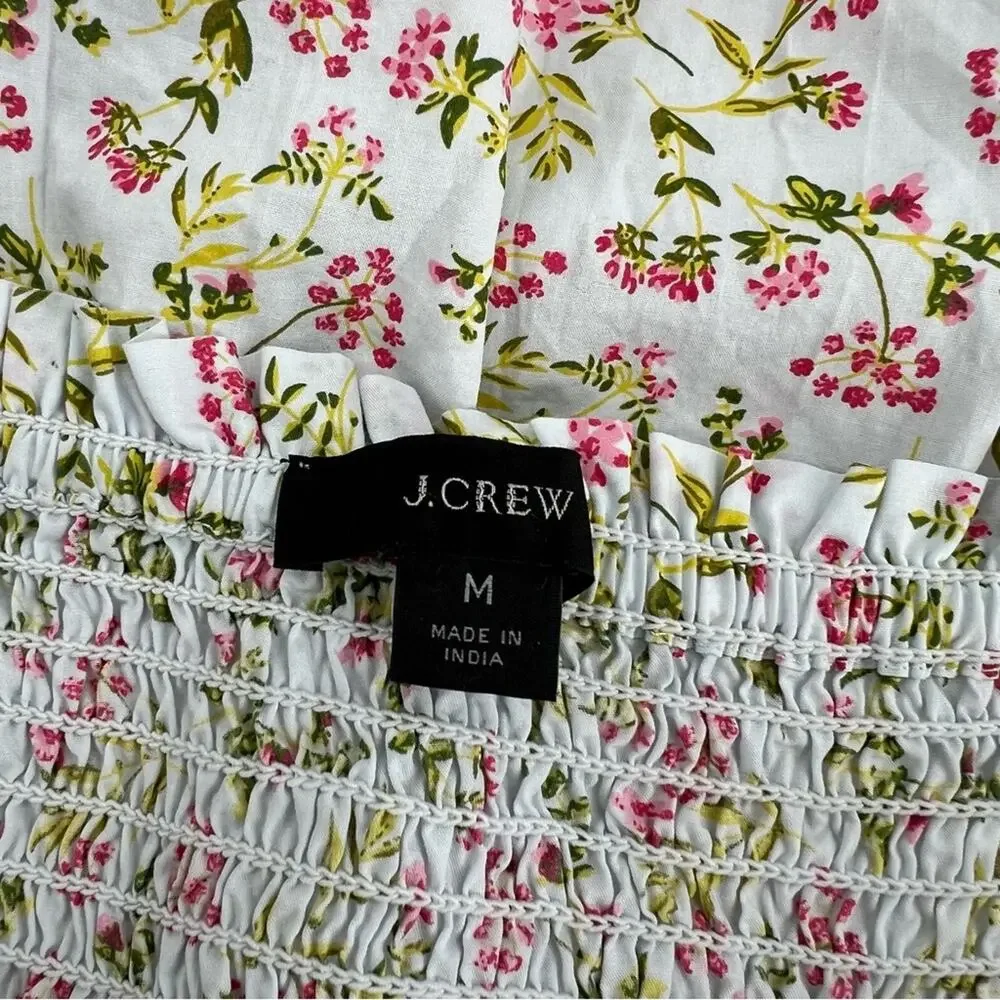 J.‎ Crew Short-Sleeve Smocked Dress in Meadow Floral Size Medium
